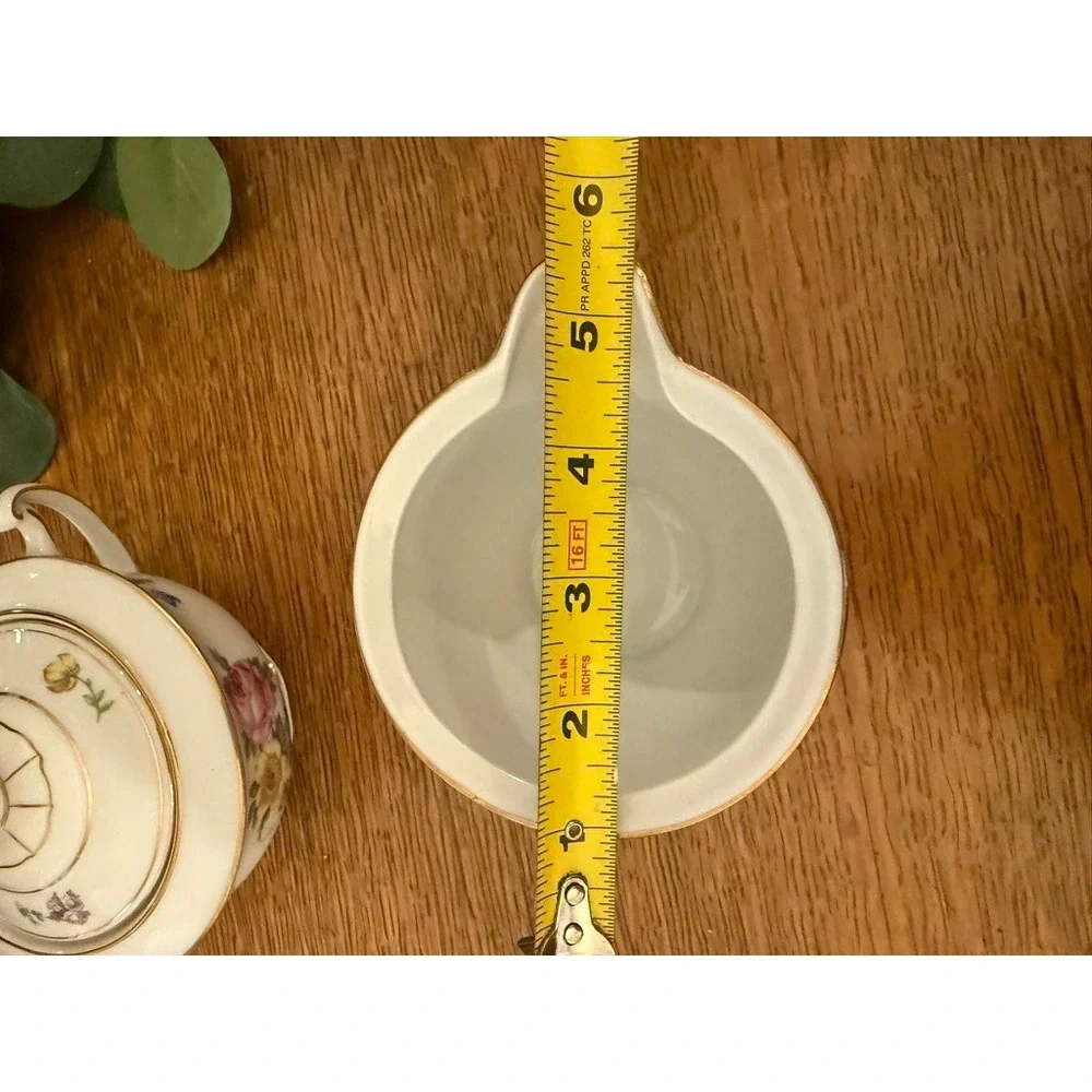 Pirkenhammer PIR4 Creamer Sugar Bowl Lid Floral Gold Czechoslovakia China